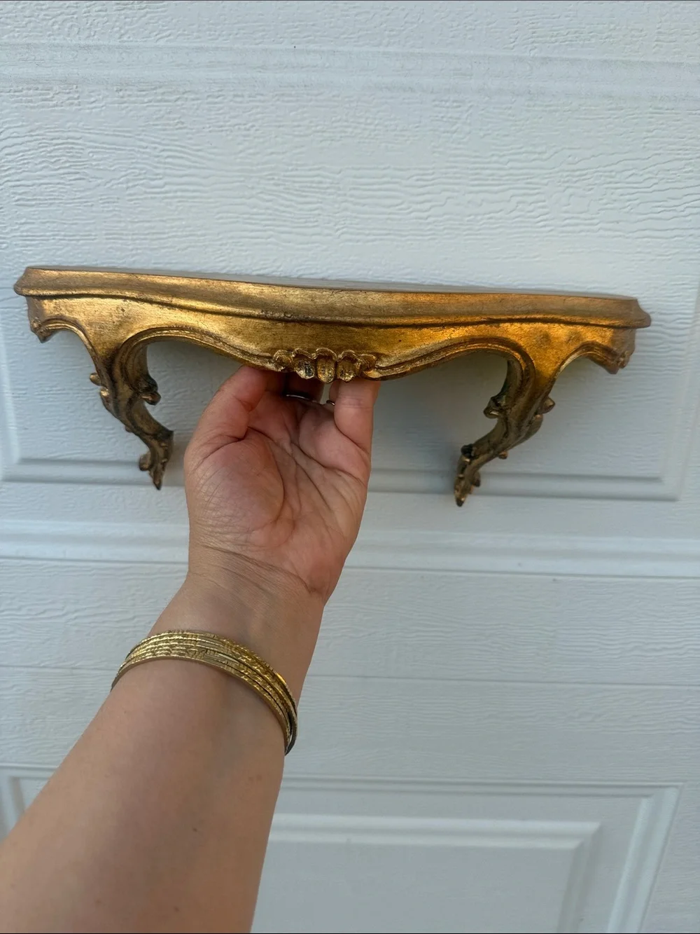 VTG Handmade Gold Gilt Italian Florentine Ornate Carved Wall Shelf - 13 1/2”